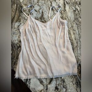 Silk Camisole Top with Fringe Hem